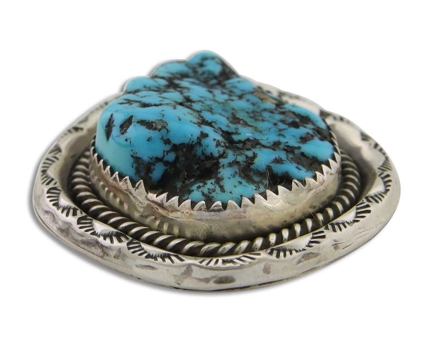Navajo Pin Pendant 925 Silver Sea Foam Turquoise Artist Signed Hyson Craig C.80s