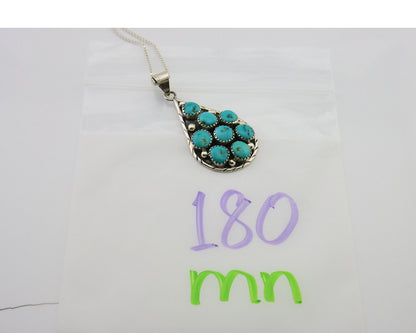 Navajo Necklace 925 Silver Natural Blue Turquoise Artist Signed B Yazzie C.80's