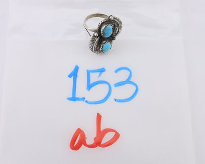 Navajo Ring 925 Silver Natural Blue Turquoise Artist Signed MC C.80's