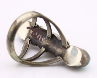 Navajo 3 Stone Ring 925 Silver Morenci Turquoise Native American Artist C.80's
