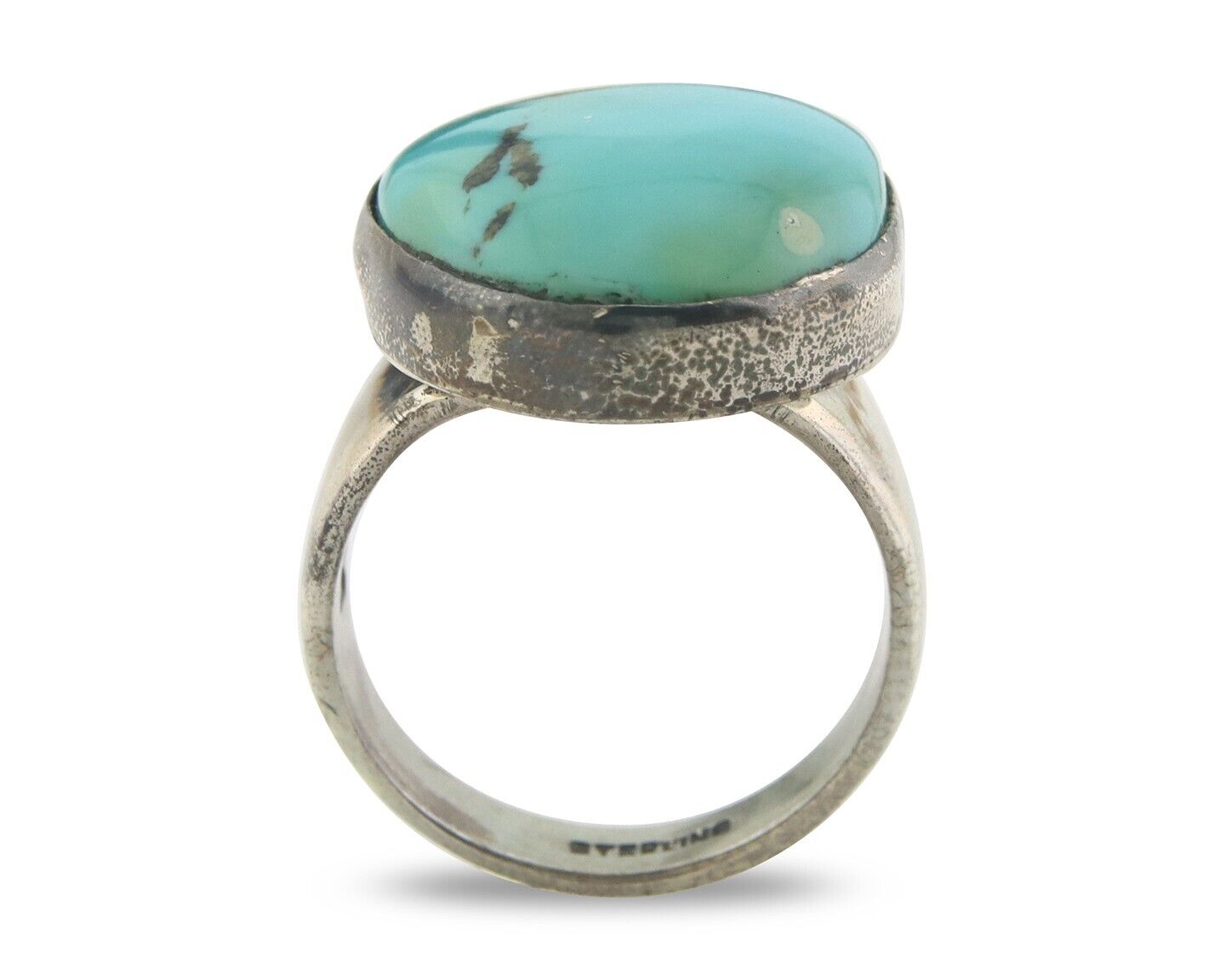 Navajo Ring 925 Sterling Turquoise Handmade Signed M Montoya C.80's Sz 9.75