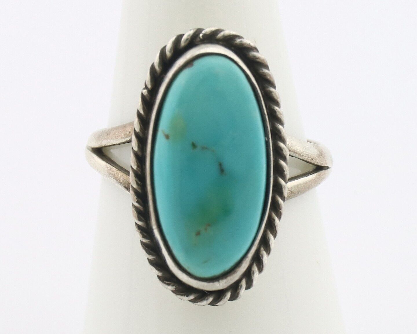 Navajo Ring .925 Silver Natural Kingman Turquoise Native American Artist C.80's