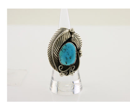 Navajo Ring 925 Silver Blue Turquoise Signed Phillip Morse Jr C.80's