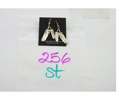 Navajo Earrings 925 Silver Dangle Eagle Feather Native American Artist C.80's