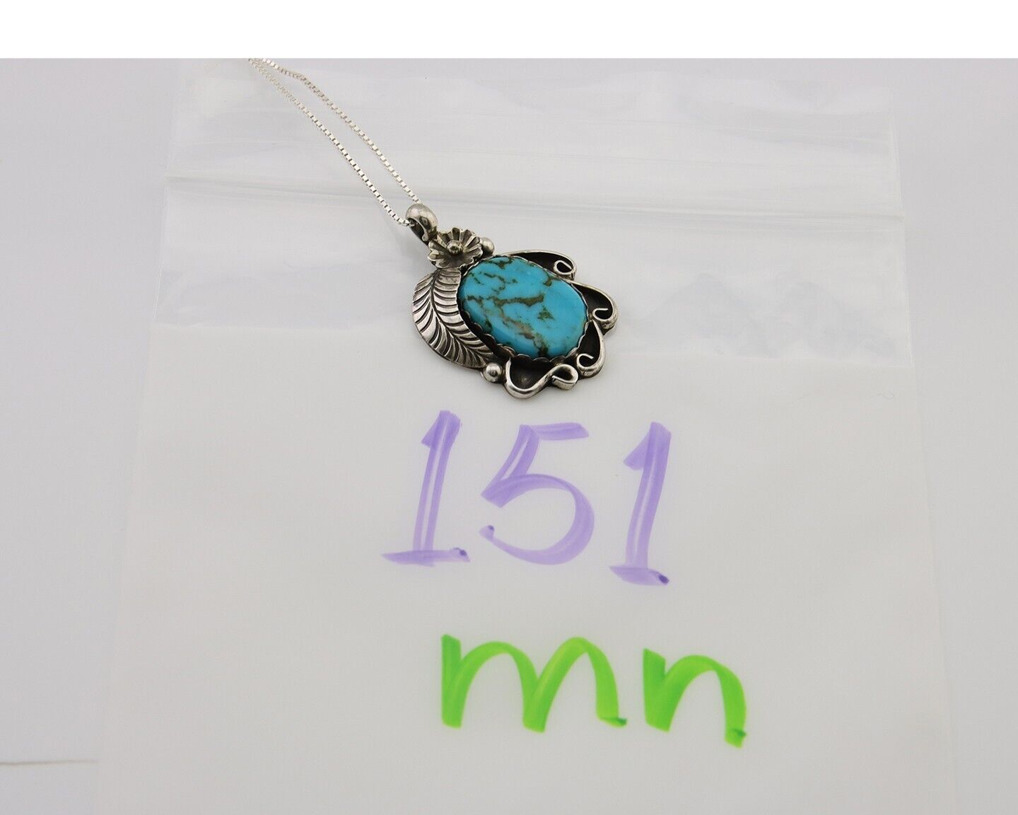 Navajo Necklace 925 Silver Natural Spiderweb Turquoise Native Artist C.80's