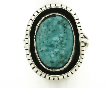 Navajo Ring .925 SOLID Silver Kingman Turquoise Artist Signed Montoya C.1980's