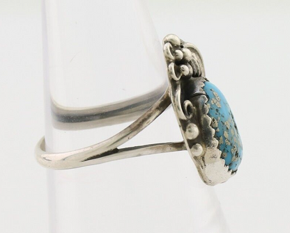 Navajo Ring 925 Silver Morenci Tuquoise Native American Artist C.80's