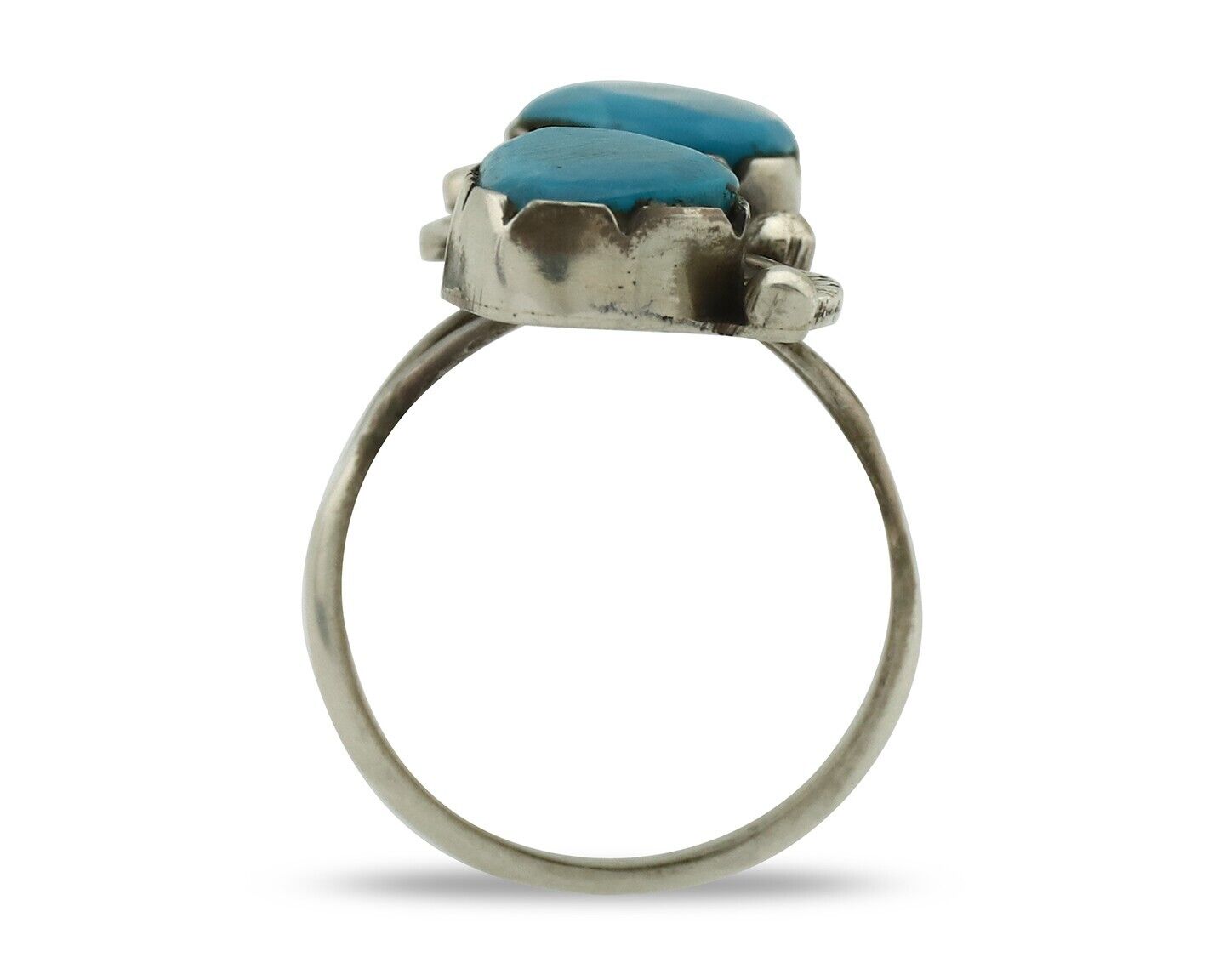 Navajo Ring 925 Silver Blue Turquoise Artist Signed K C.80's
