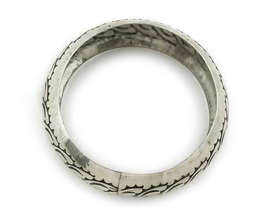 Navajo Bangle Bracelet Sterling Silver Vintage Handmade Hand Stamped