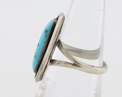 Navajo Ring 925 Silver Sleeping Beauty Turquoise Native American Artist C.80's