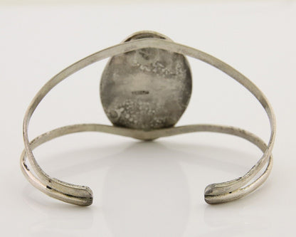 Navajo Hand Stamped Cuff Bracelet Turquoise 925 Silver Native American Artist