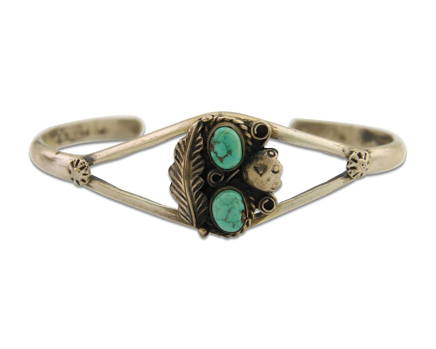 Navajo Bracelet 925 Silver Cuff Turquoise Handmade Native Artist C.80's