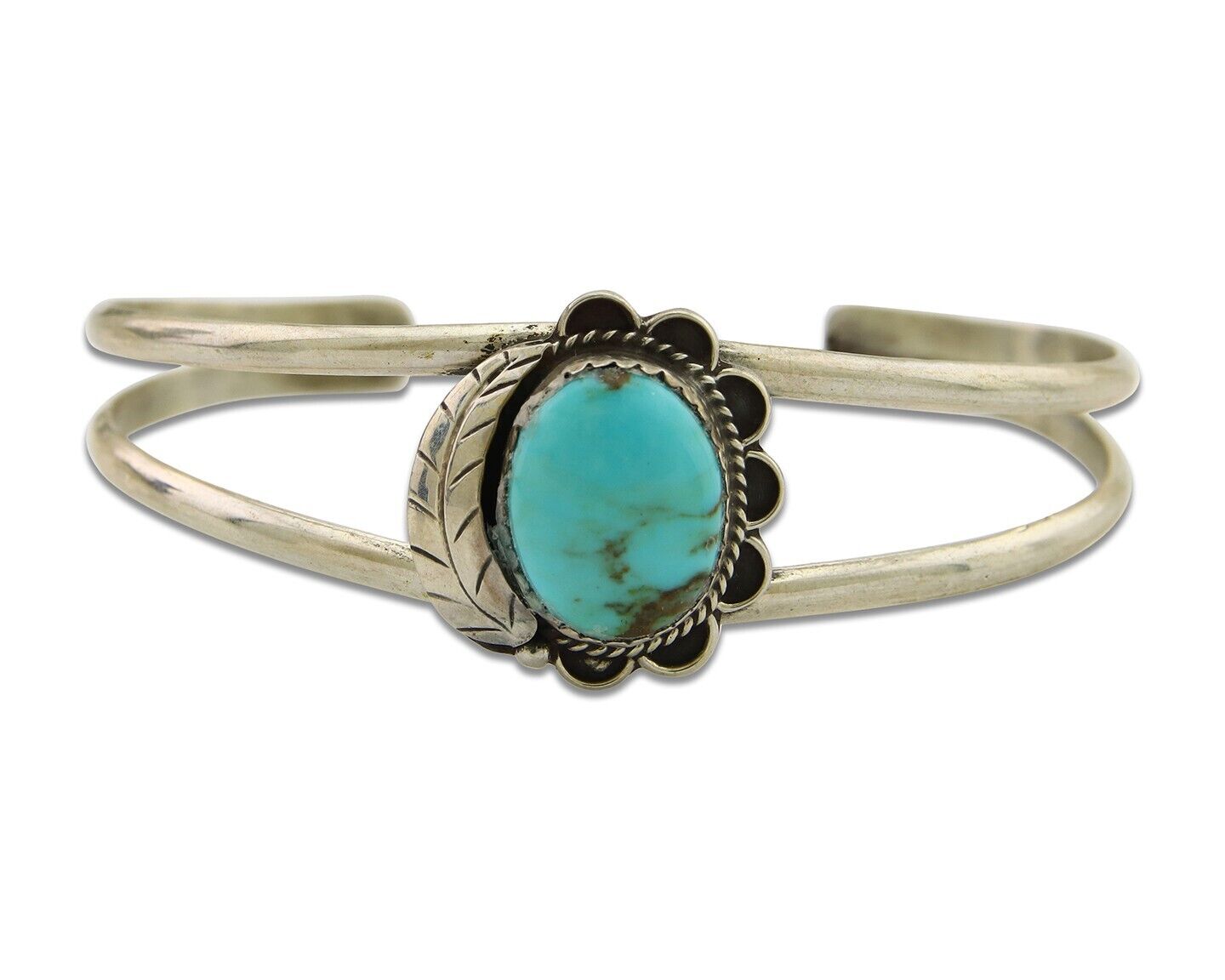 Navajo Cuff Bracelet 925 Silver Turquoise Cuff Native American Artist C.80's