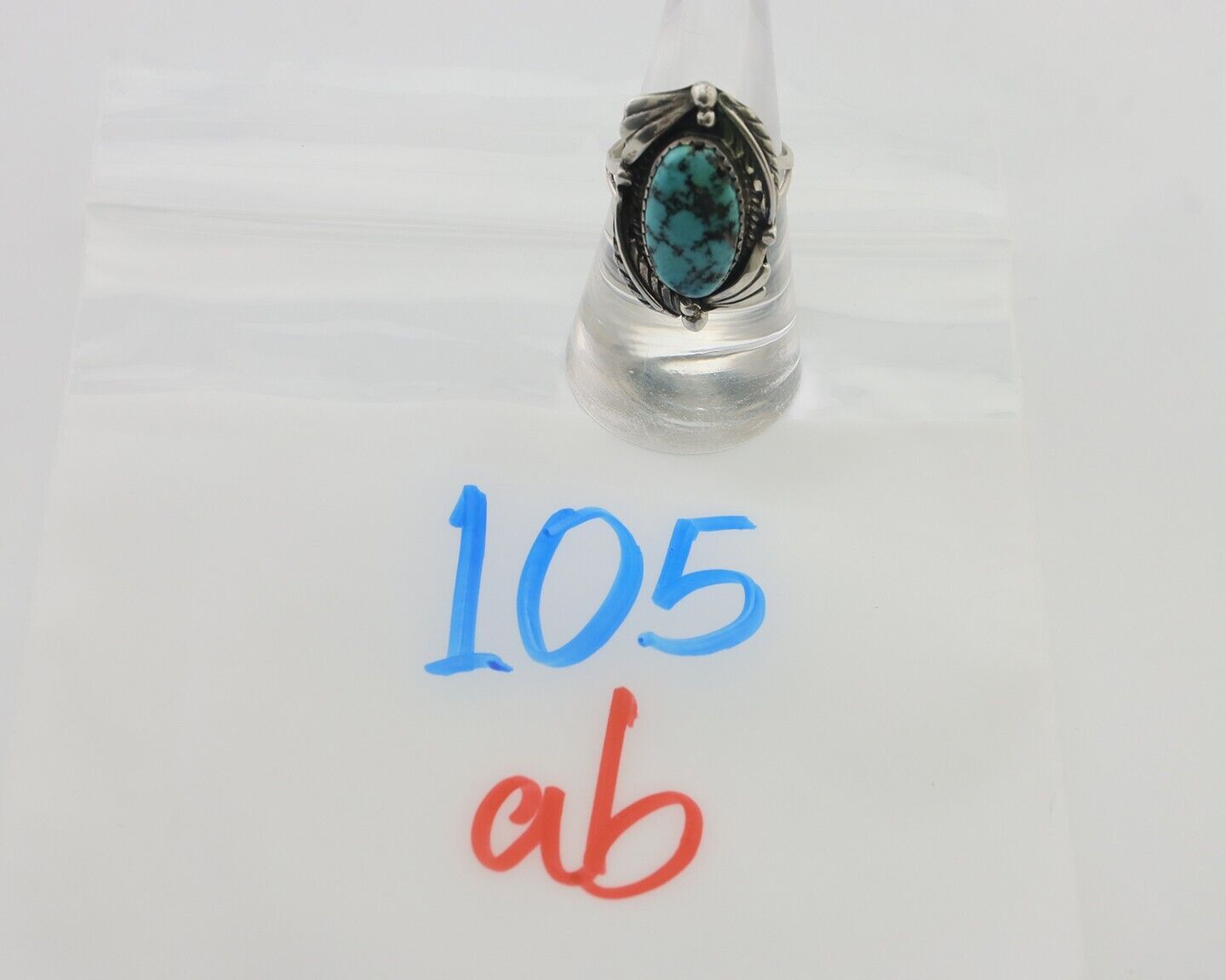Navajo Ring 925 Silver Beautiful Blue Turquoise Native American Artist C.80's