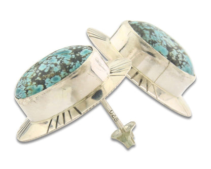 Navajo Earrings 925 Silver Handmade Natural Turquoise Native Artist C.80's