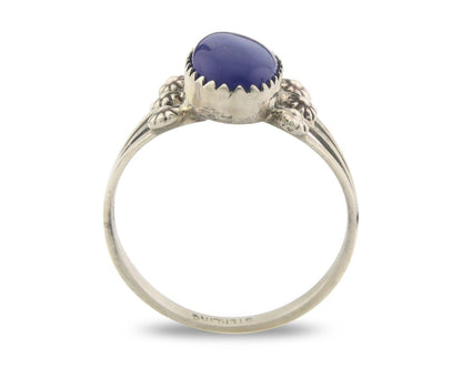 Navajo Ring 925 Sterling Natural Lapis Handmade Native Artist C.80's