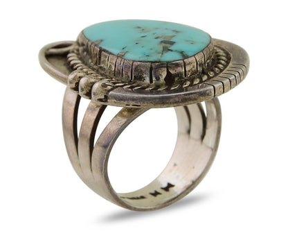 Navajo Ring 925 Sterling Silver Turquoise Signed MN C.80's