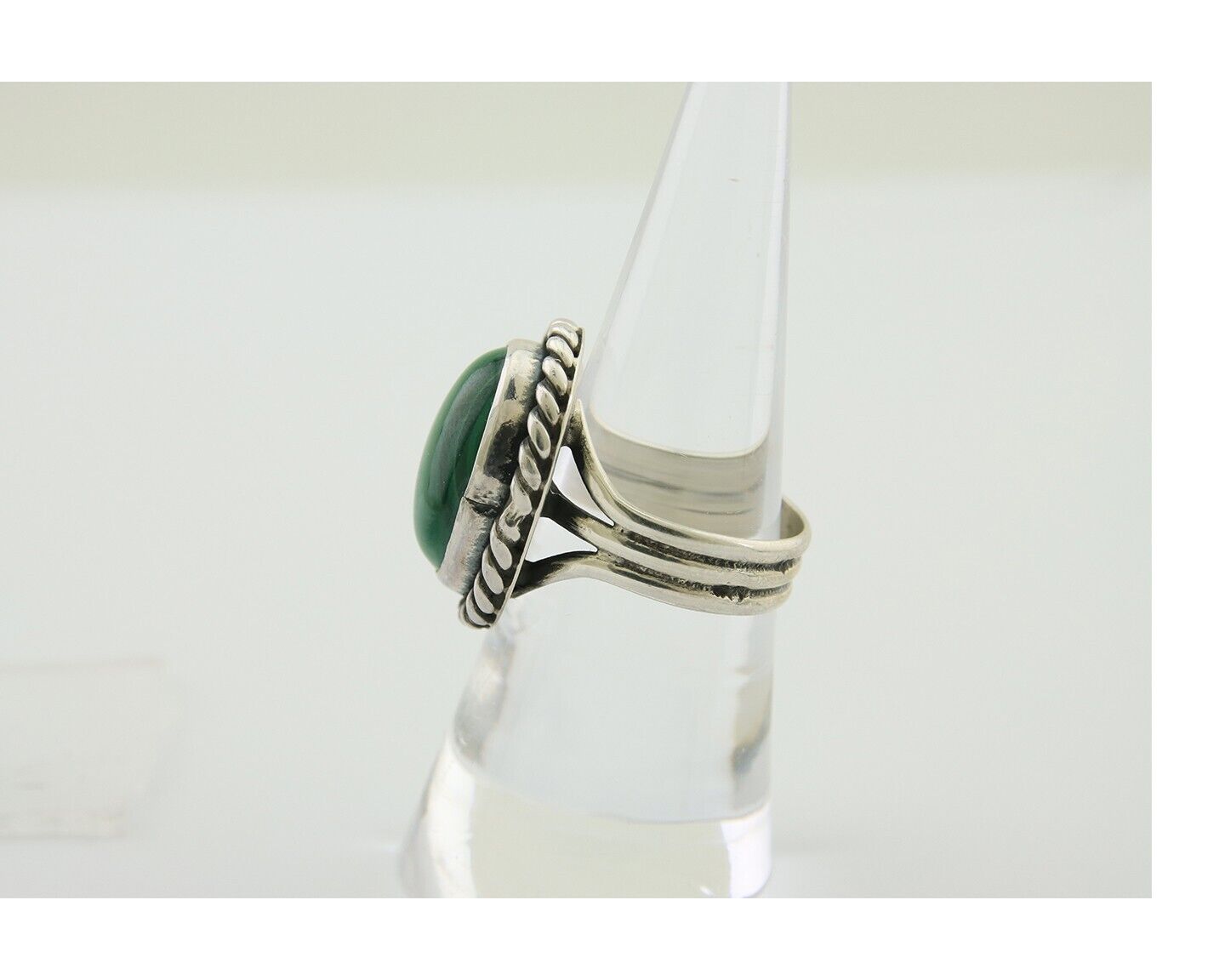 Navajo Ring 925 Silver Natural Malachite Native American Artist C.80's