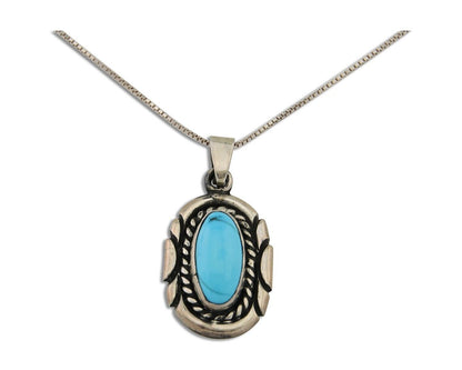 Navajo Necklace 925 Silver Natural Turquoise Artist M Montoya C.80's