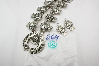 Navajo Squash Necklace Earring Set Sterling Silver Signed Carson Blackgoat