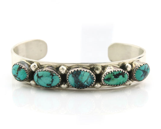 Navajo Bracelet Sterling Silver Nevada Turquoise Artist Signed C Jones