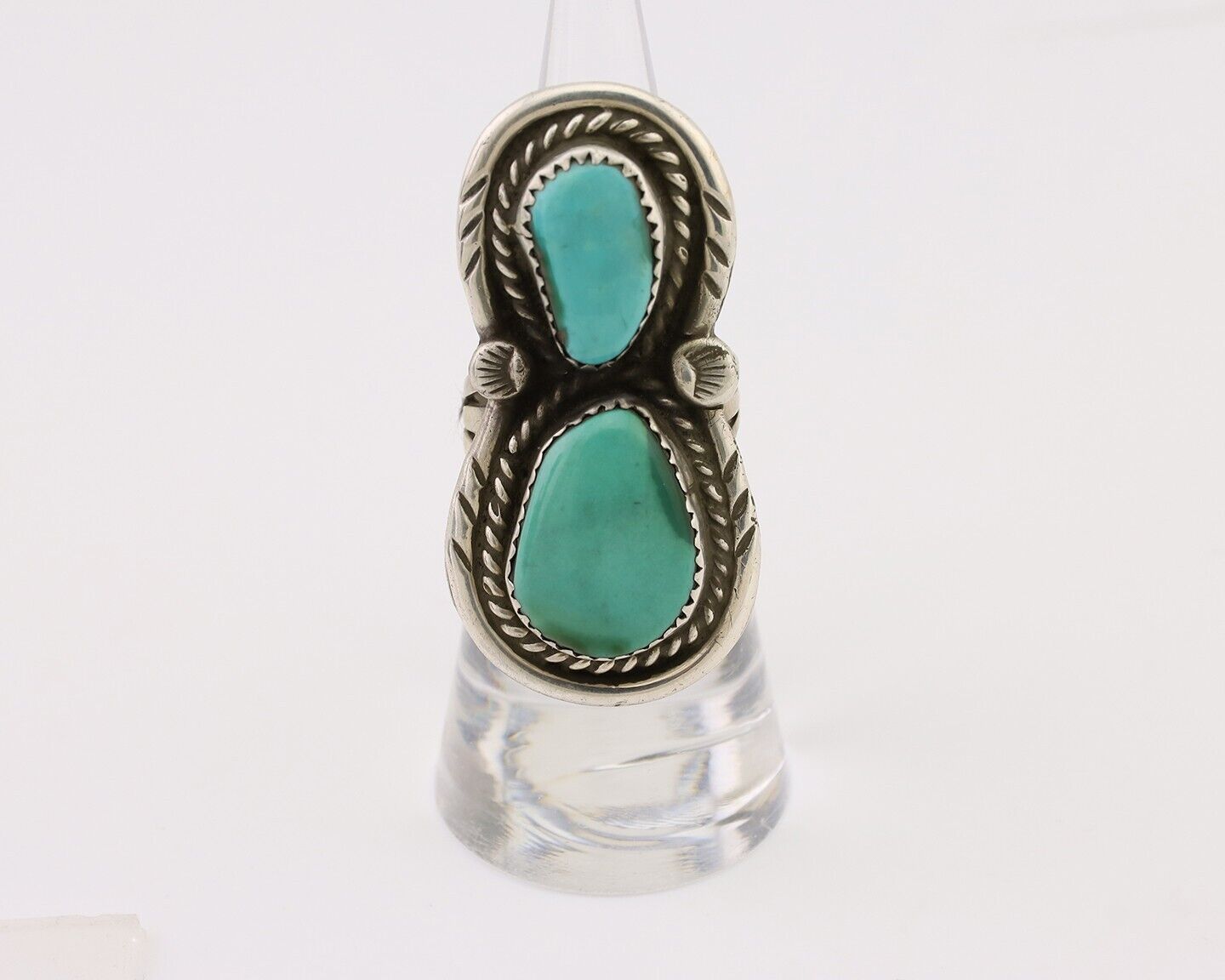 Navajo Handmade Ring 925 Silver Natural Tuquoise Artist Signed Rose C.80's