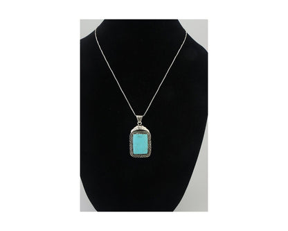 Navajo Necklace 925 Silver Turquoise Native Artist Signed Sunset C.80's