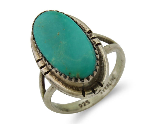 Navajo Ring 925 Sterling Silver Turquoise Native American Artist C.80's