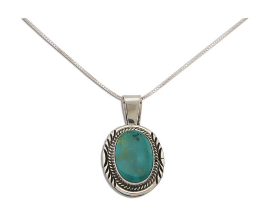 Navajo Necklace 925 Silver Natural Blue Turquoise Artist Signed Mike Begay C.80s