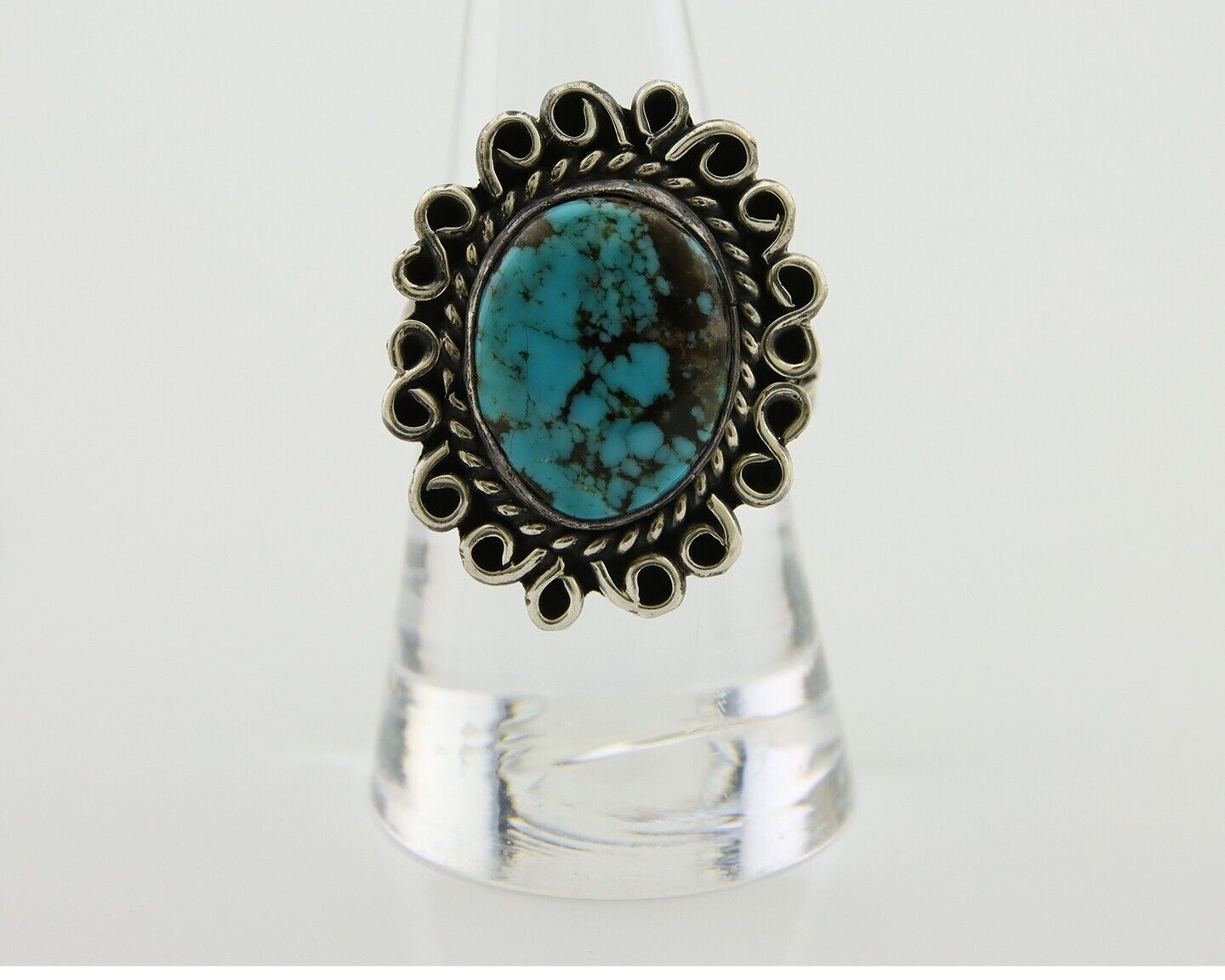 Navajo Ring 925 Silver Blue Turquoise Artist Siged Jerry Johnson C.80's