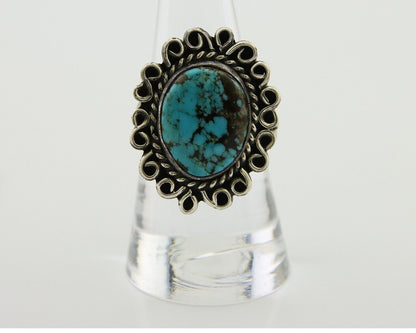 Navajo Ring 925 Silver Blue Turquoise Artist Siged Jerry Johnson C.80's