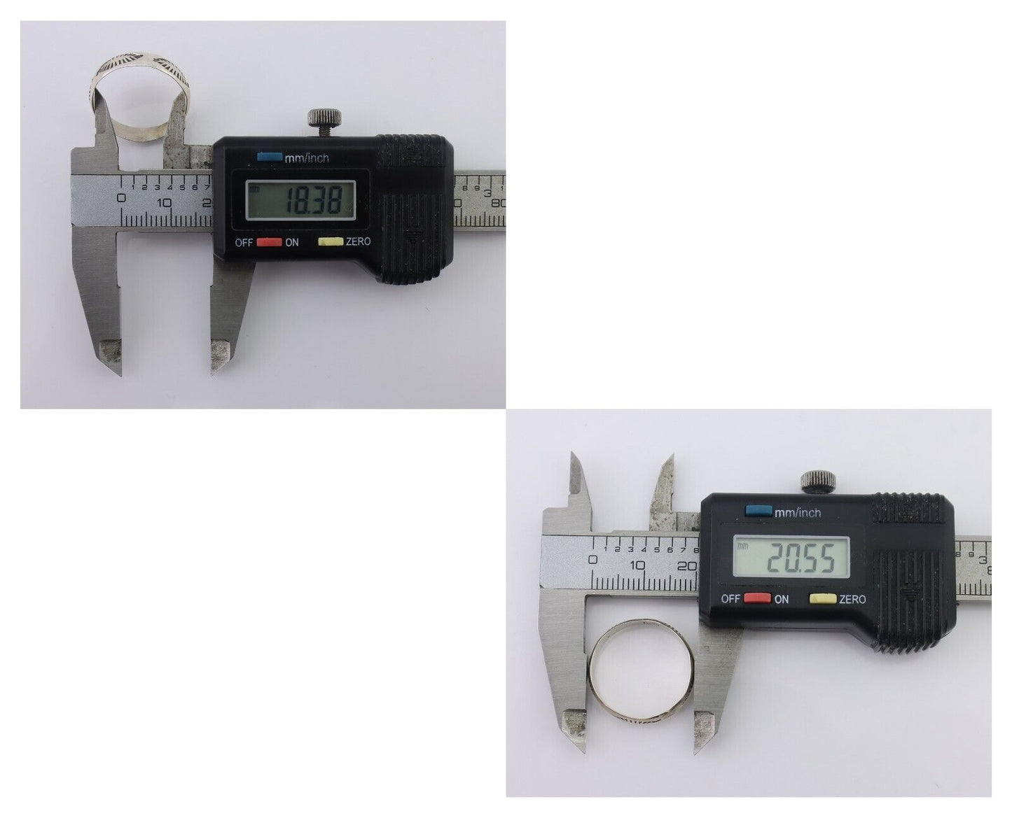 Navajo Hand Stamped Band 925 Silver 5.0 mm Signed Larry Chavez Size 8.5 C.80's