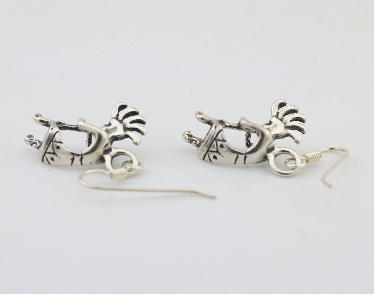 Navajo Kokopelli Dangle Earrings 925 Silver Native American Artist C.80's