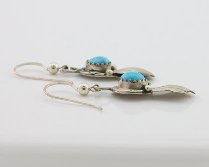 Navajo Earrings 925 Silver Blue Turquoise Artist Signed Kee Tsosie C.80's