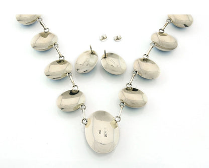 Navajo Necklace Earring Set Sterling Silver Lapis Vintage Signed RW