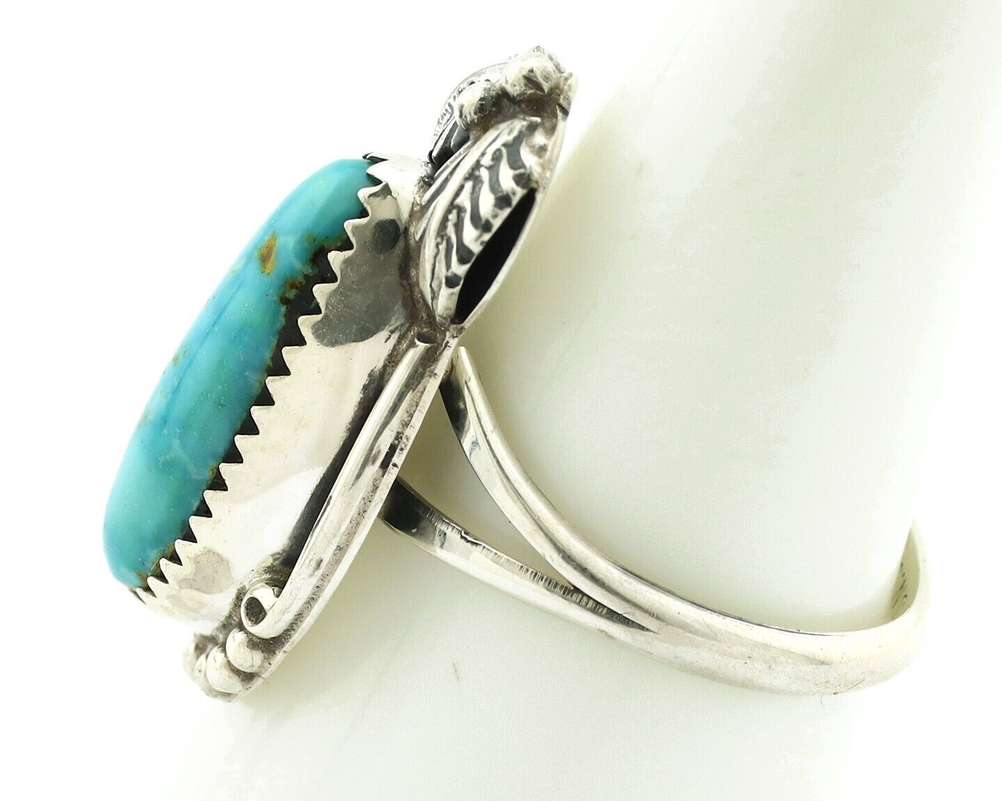 Navajo Ring .925 Silver Natural Mined Neveda Turquoise Artist Signed SN C.80's