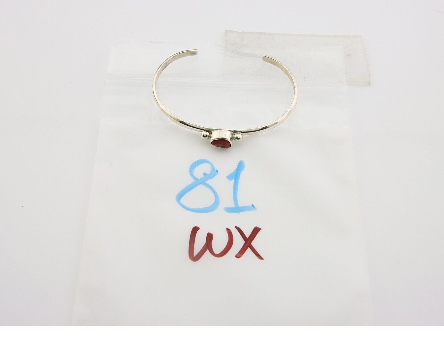 Navajo Bracelet .925 Silver Natural Red Coral Cuff Native American Artist C.80's