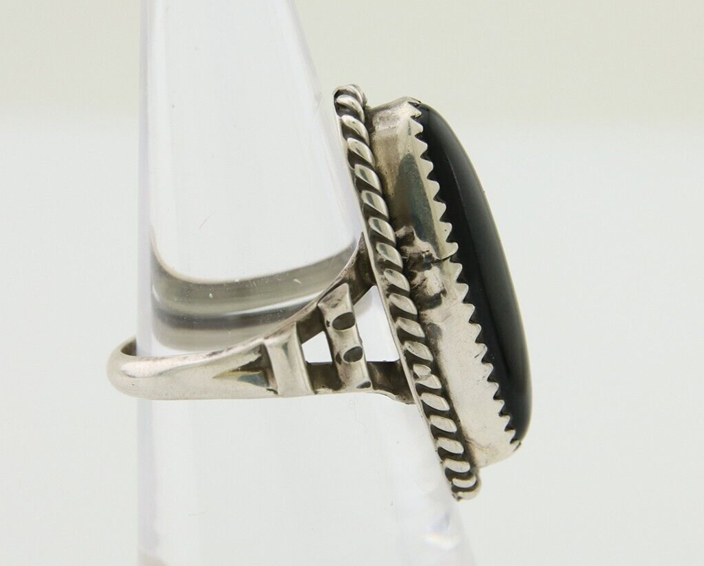 Navajo Handmade Ring 925 Silver Black Onyx Native American Artist C.80's