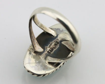 Navajo Ring 925 Silver Kingman Turquoise Native American Artist C.80's