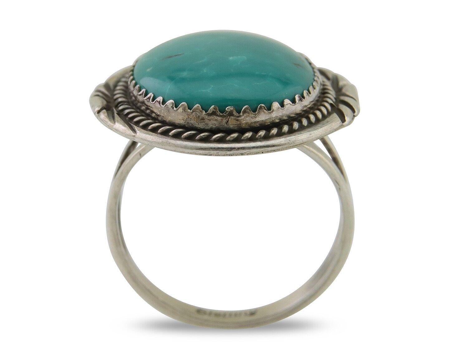 Navajo Ring 925 Silver Natural Spiderweb Turquoise Native Artist C.80's