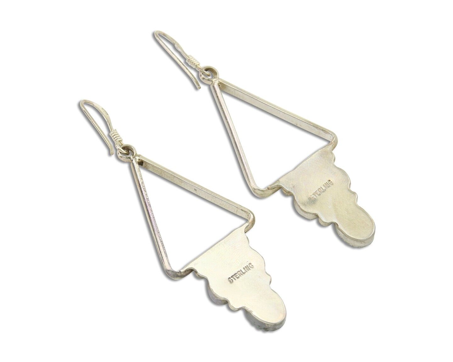 Navajo Earrings 925 Silver Turquoise & Coral Native American Artist C.80's