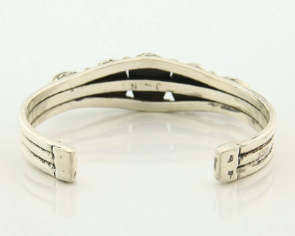 Navajo Cuff Bracelet Sterling Silver Turquoise Handmade Vintage Signed JN
