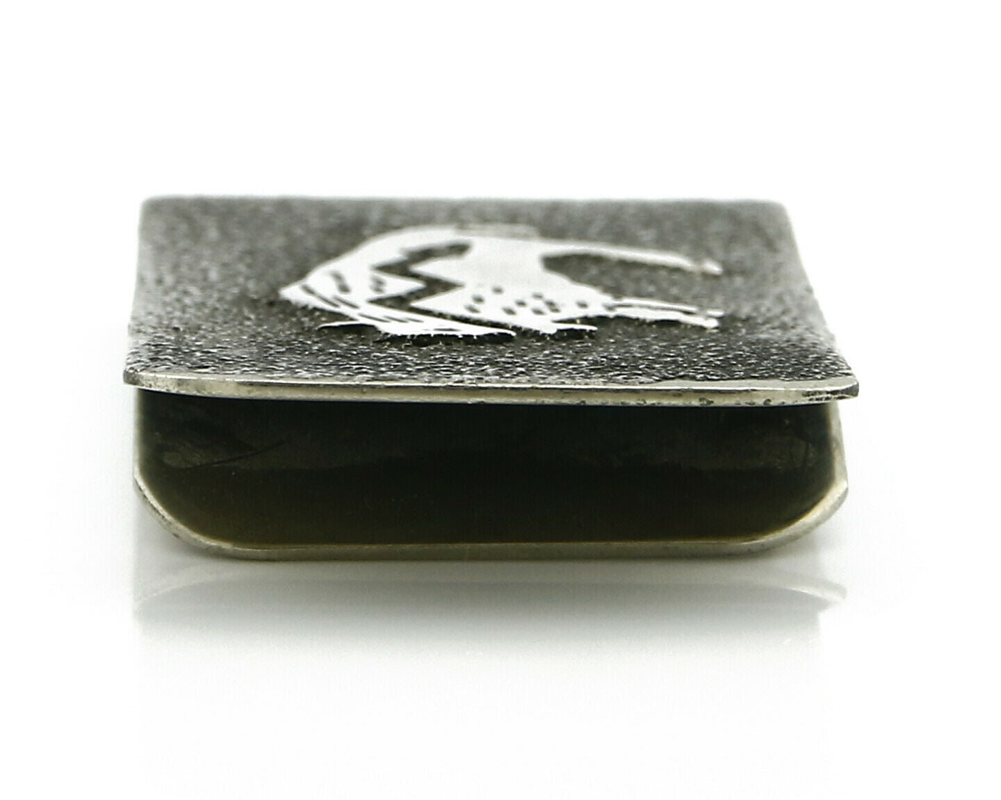 Navajo Money Clip .925 Silver & Nickle Hand Stamped Artist RB C.80's-90's