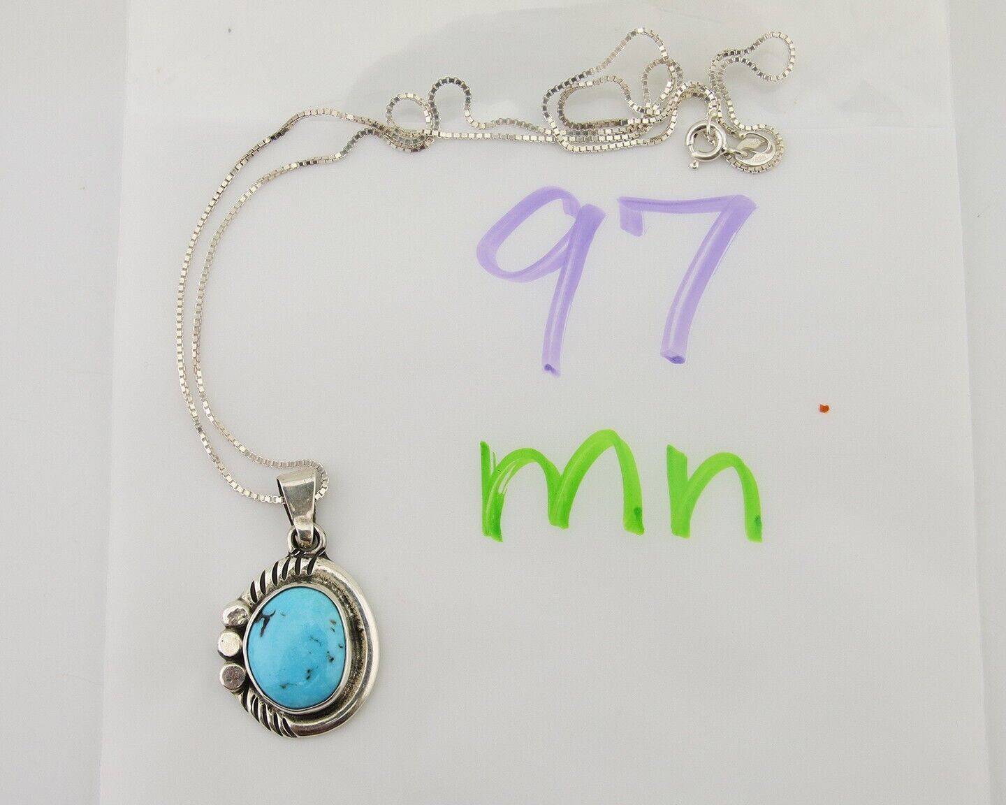 Navajo Necklace 925 Silver Natural Turquoise Artist M Montoya C.80's