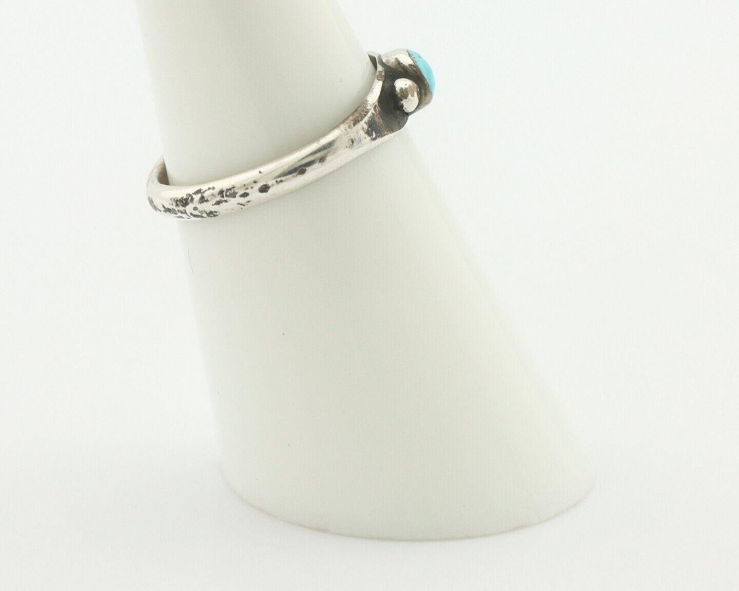 Navajo Ring .925 Silver Sleeping Beauty Turquoise Native American Artist C.80's
