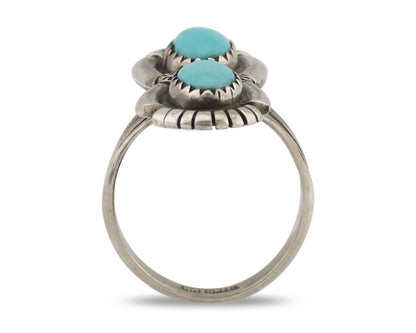 Navajo Ring 925 Silver Natural Blue Turquoise Native American Artist C.80's