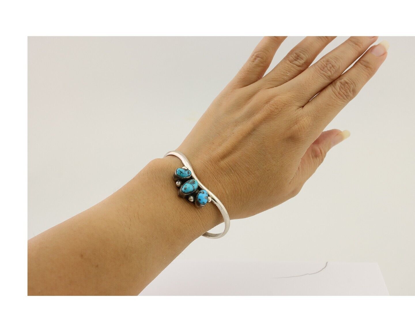 Navajo Bracelet 925 Silver Morenci Turquoise Artist Signed Frank Sandoval C.80's