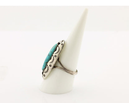 Navajo Ring 925 Silver Natural Kingman Turquoise Native American Artist C.80's