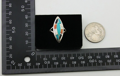 Navajo Ring 925 Silver Turquoise Shell Onyx Spiney Oyster Native Artist C80's