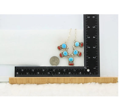 Navajo Necklace Sterling Authentic Turquoise & Coral Handmade Native Artist